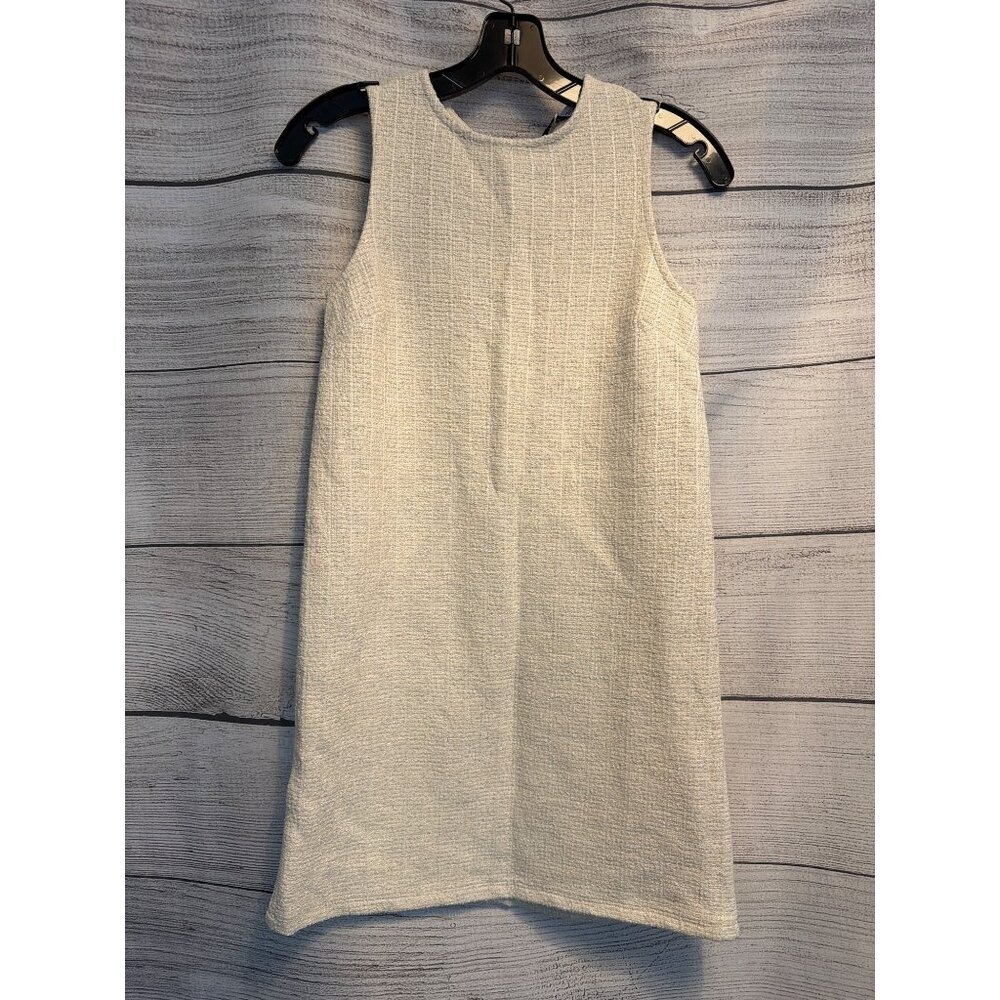 NWT Mango Tweed Cream Sleeveless Shift Dress Size 0